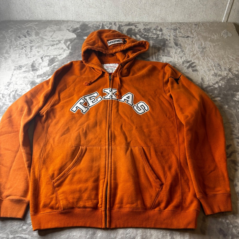 Texas Longhorns Orange Full Zip Hoodie Sweatshirt Mens XL University of Texas - Picture 6 of 14